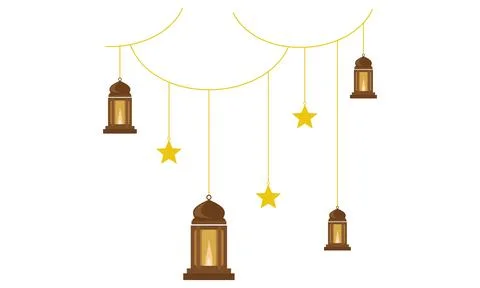 Ramadan Lantern Hanging Decoration With Soft Star Elements For Holiday Gree.. Stock Illustration