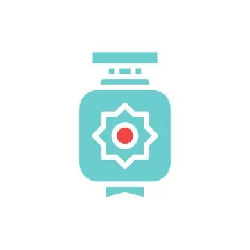 Ramadan Lantern Icon with Star and Teal Color Stock Illustration