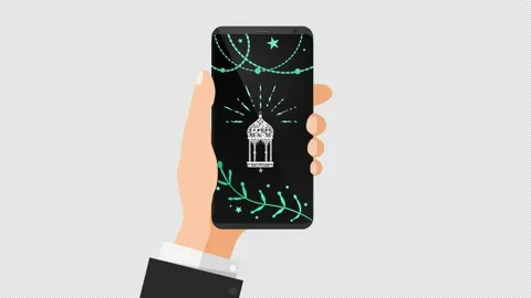 Ramadan Lantern on mobile phone loop Animation video transparent background.. Stock Footage 235269719