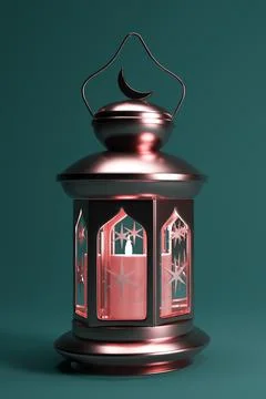Ramadan lantern vertical background with copy space, 3d render. Stock Illustration