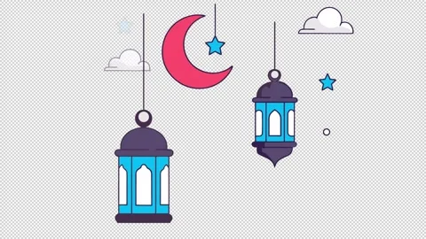 Ramadan Lanterns with Crescent Moon Stock Footage 327853229
