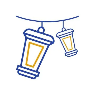 Ramadan lanterns hanging. Islamic celebration icon. Stock Illustration