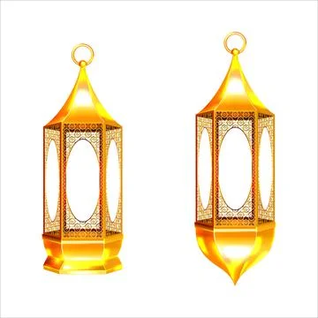 Ramadan lanterns illustration with white background, Islamic Ramadan lanterns Stock Illustration