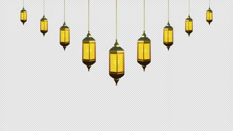 Ramadan Lanterns Transparent Background Loop Stock-Footage 345308337