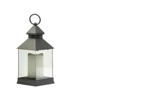 Ramadan LED lantern or Arabic decoration lamp on white background. 스톡 사진