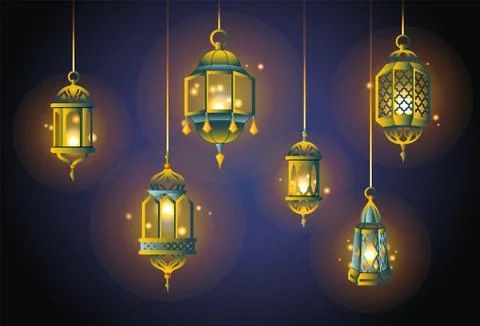 Ramadan Lights - realistic vector set of objects Illustrazione stock