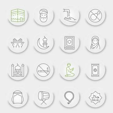 Ramadan line icon set Stock Illustration