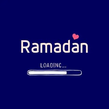 Ramadan Loading Creative heart Illustration on blue Background Stock Illustration