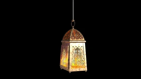 Ramadan Metal Lantern Alpha Matte Arabic Light 3D Rendering Animation 4K Vidéo 129894402
