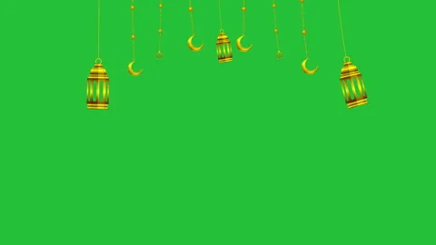 Ramadan Moon and Latern fall from top and Swing right and Left Isolated Stock Footage 172587339