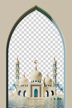 Ramadan Mosque 3D Render Illustration Stock Illustration