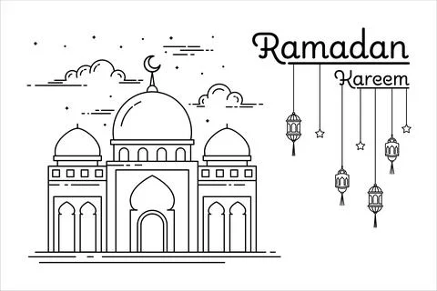 Ramadan mosque and lantern Stock Illustration