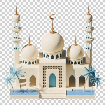 Ramadan Mosque Top View 3D Render Illustration Stock Illustration