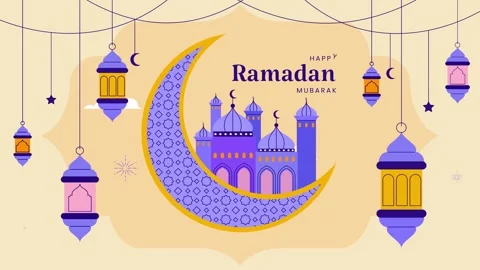 Ramadan Mubarak: Digital Greeting with Mosque and Crescent 4K Видео 339270126
