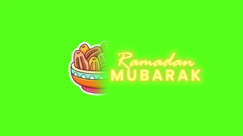 Ramadan Mubarak Glowing Neon Animation on Green Screen, Iftar Concept with Bowl  Stock Footage 327117751