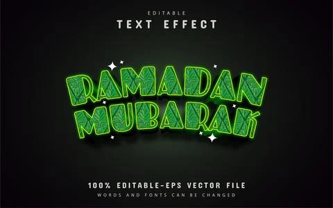 Ramadan mubarak green text effect Stock Illustration