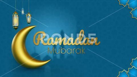 Ramadan mubarak landing page 3D render template Modello PSD