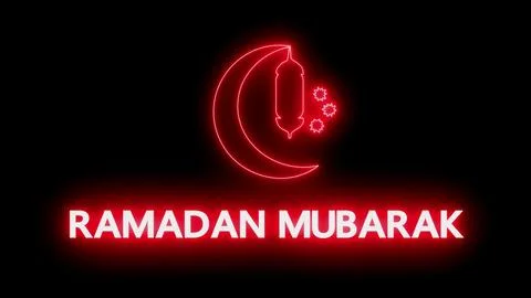 Ramadan mubarak text with crescent moon symbol Stock Illustration