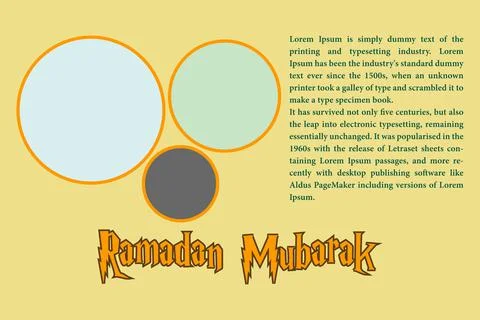 Ramadan Mubarak typography with Text paragraph and Photo insert places Stock Illustration