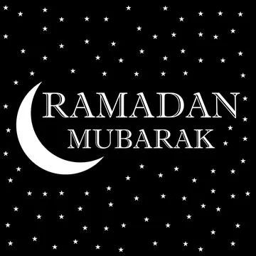 Ramadan mubarak vector design with white shining stars, moon and text Stock Illustration