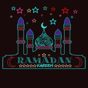 Ramadan neon Stock Illustration
