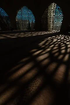 Ramadan or islamic vertical background photo. Mosque with shadows Stock Photos