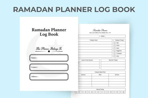 Ramadan planner journal KDP interior. Ramadan activity and fasting experience Stock Illustration