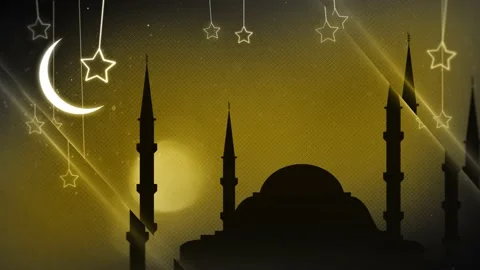 Ramadan-ramazan background. mosque silhouette The moon and stars. 4K video Stock Footage 151717019