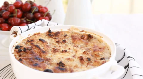 Ramadan recipes celebrating For Eid al-Fitr, Um Ali, Egyptian Bread Pudding Video stock 68289659