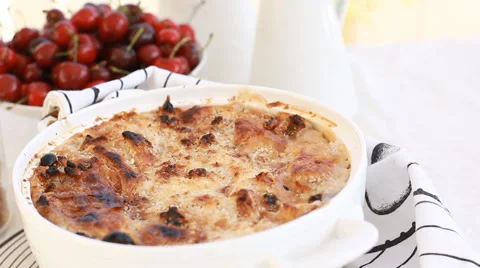 Ramadan recipes celebrating For Eid al-Fitr, Um Ali, Egyptian Bread Pudding Video stock 68289809
