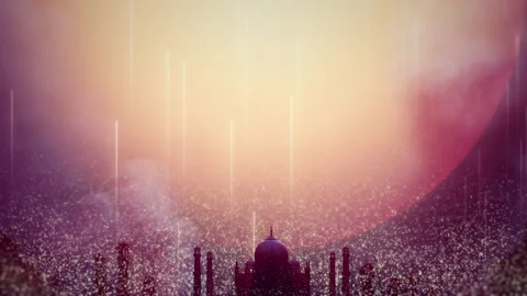 Ramadan Red Big Moon Stock Footage 231455073