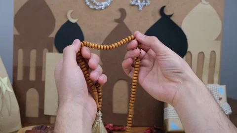 Ramadan rosary praying Stock Footage 265498878