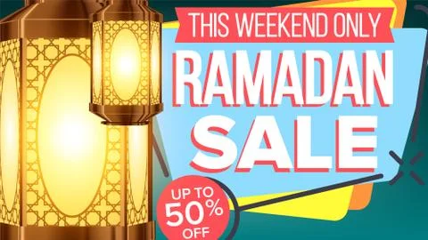 Ramadan Sale Banner Vector. Eid Background. Offer Tag. Big Super Sale. Islamic Illustrazione stock