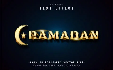 Ramadan sparkling gold text effect Stock Illustration