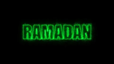 Ramadan text on black, 3d render background, computer generating for holidays Illustrazione stock