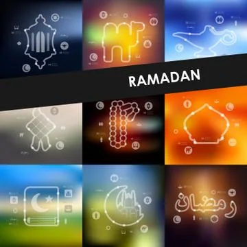 Ramadan timeline infographics with blurred background Stock Illustration
