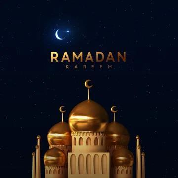 Ramadan vector background. Mosque building realistic 3d design Stock Illustration