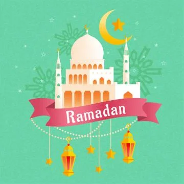 Ramadan white mosque flat design Stock-Illustration