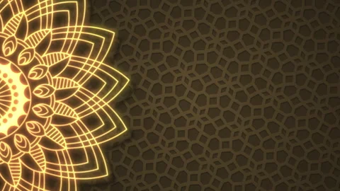 Ramadhan background with gold mandala pattern 4k graphic motion banner Stock Footage 267678446