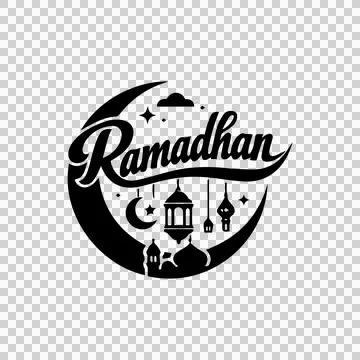 Ramadhan Crescent Moon Typography Vertical Design Stock Illustration