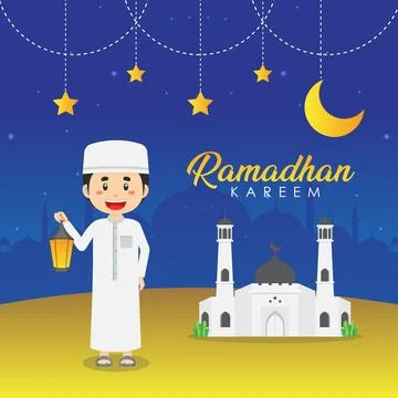 Ramadhan Greeting Background with Character Stock Illustration