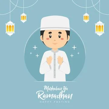 Ramadhan Greeting Background with Character Stock Illustration