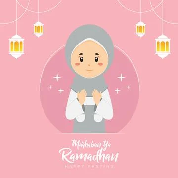 Ramadhan Greeting Background with Character Stock Illustration