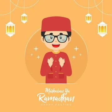 Ramadhan Greeting Background with Character Stock Illustration