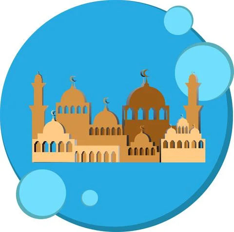Ramadhan Mosque Papercut Style Vector Illustration Stock Illustration