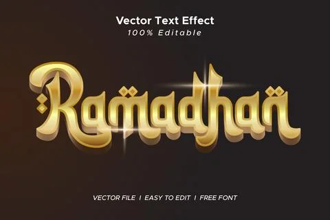 Ramadhan Text Effect, Gold Text Effect Stock Illustration