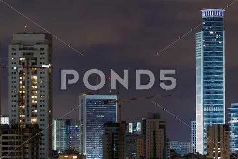 Ramat gan city at night. Stock Photos