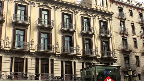 Rambla street. Barcelona city center. Spain. Stock Footage