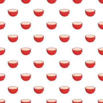 Rambutan fruit halves arranged in a repeating pattern Stock Illustration