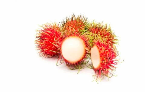 Rambutan fruit with red shell Stock Photos